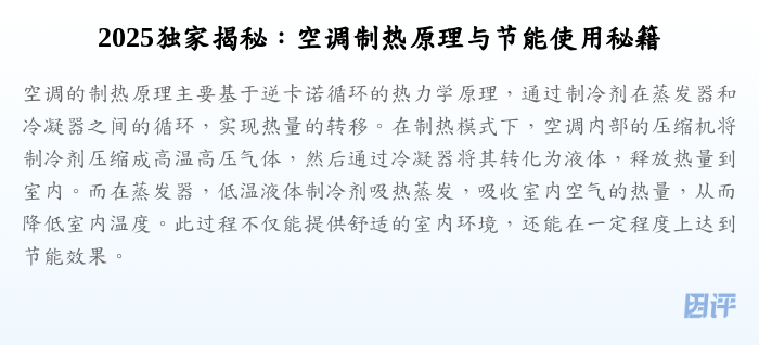 2025独家揭秘:空调制热原理与节能使用秘籍