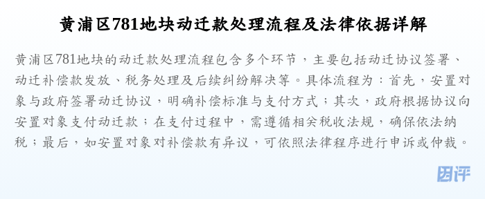 黄浦区781地块动迁款处理流程及法律依据详解