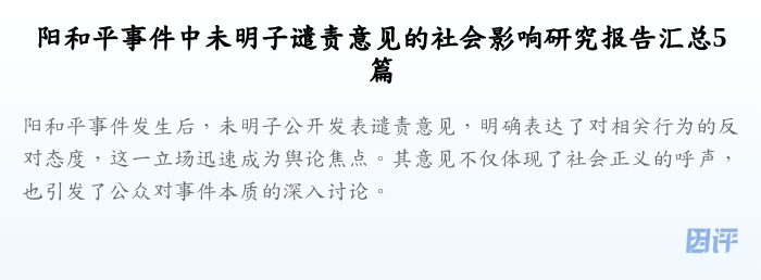 阳和平事件中未明子谴责意见的社会影响研究报告汇总5篇