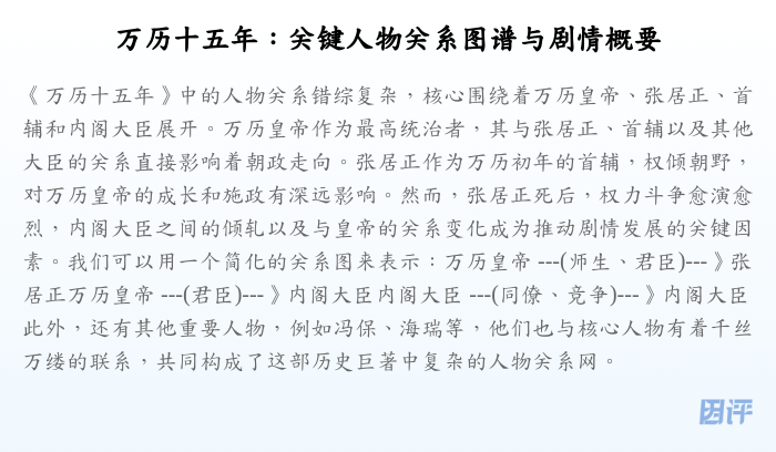 万历十五年:关键人物关系图谱与剧情概要