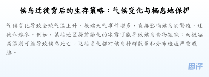 候鸟迁徙背后的生存策略:气候变化与栖息地保护