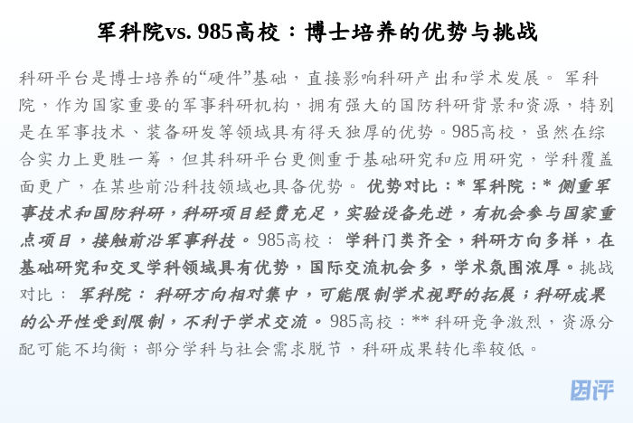 军科院vs. 985高校:博士培养的优势与挑战