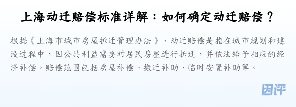 上海动迁赔偿标准详解:如何确定动迁赔偿?