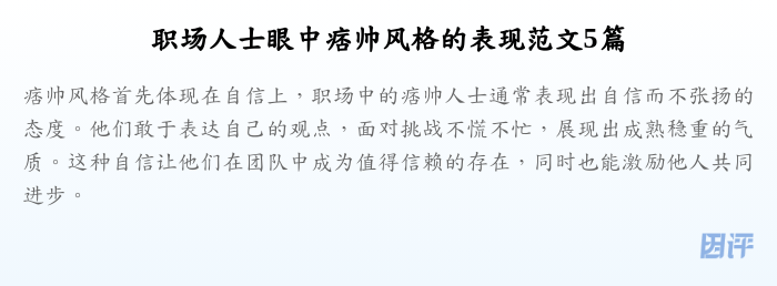 职场人士眼中痞帅风格的表现范文5篇