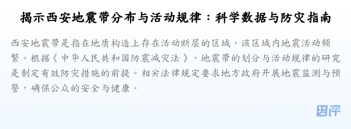 揭示西安地震带分布与活动规律:科学数据与防灾指南