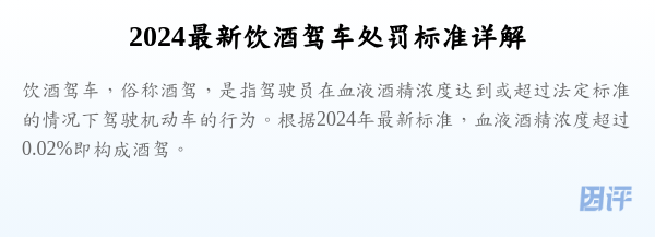 2024最新饮酒驾车处罚标准详解