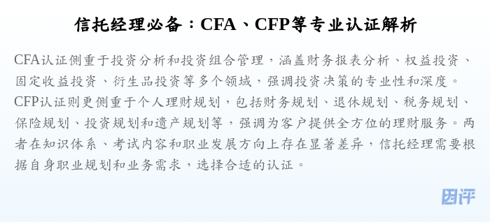信托经理必备:CFA、CFP等专业认证解析