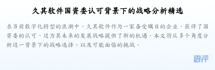 久其软件国资委认可背景下的战略分析精选