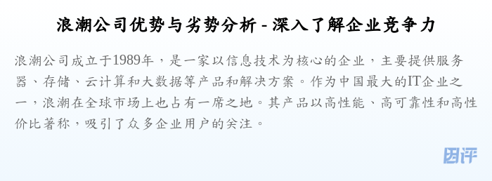 浪潮公司优势与劣势分析 - 深入了解企业竞争力