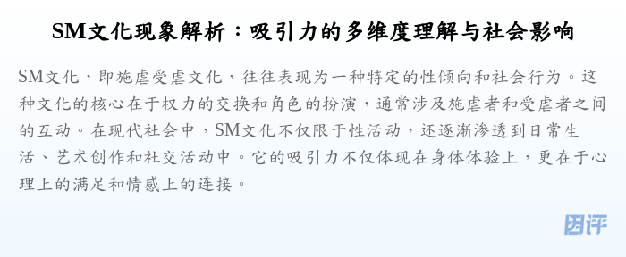 SM文化现象解析:吸引力的多维度理解与社会影响