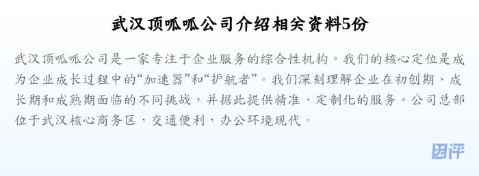 武汉顶呱呱公司介绍相关资料5份