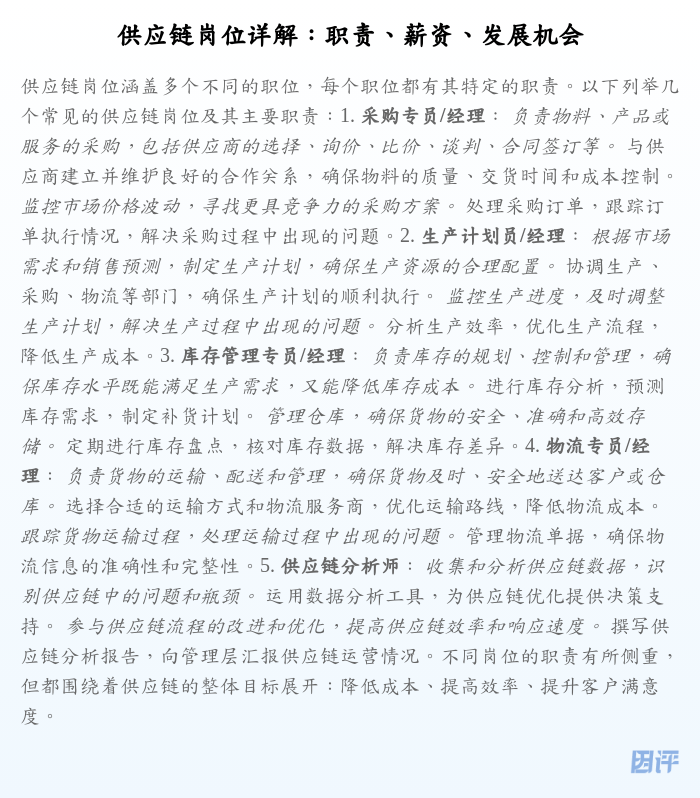 供应链岗位详解:职责、薪资、发展机会