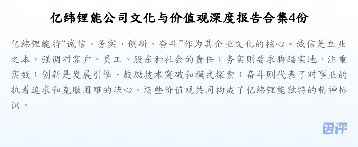 亿纬锂能公司文化与价值观深度报告合集4份