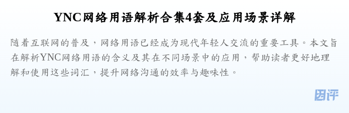 YNC网络用语解析合集4套及应用场景详解