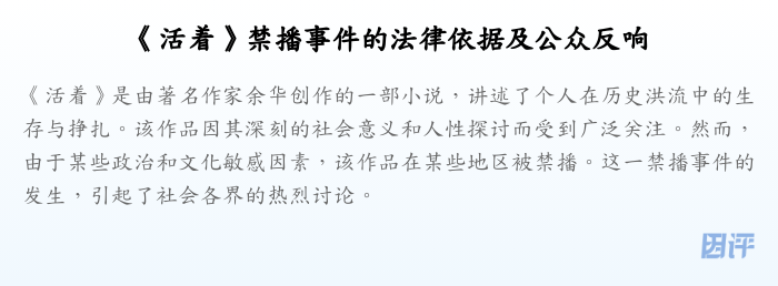 《活着》禁播事件的法律依据及公众反响