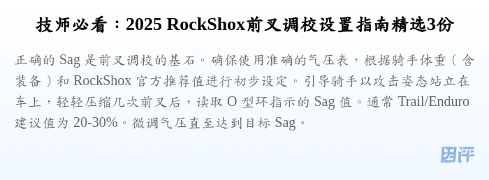 技师必看:2025 RockShox前叉调校设置指南精选3份