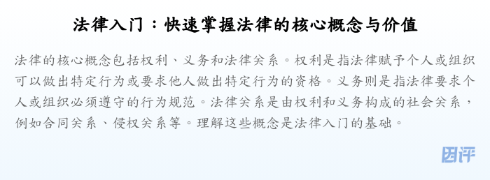 法律入门:快速掌握法律的核心概念与价值