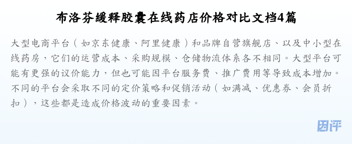 布洛芬缓释胶囊在线药店价格对比文档4篇