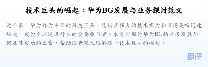 技术巨头的崛起:华为BG发展与业务探讨范文