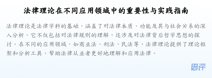 法律理论在不同应用领域中的重要性与实践指南