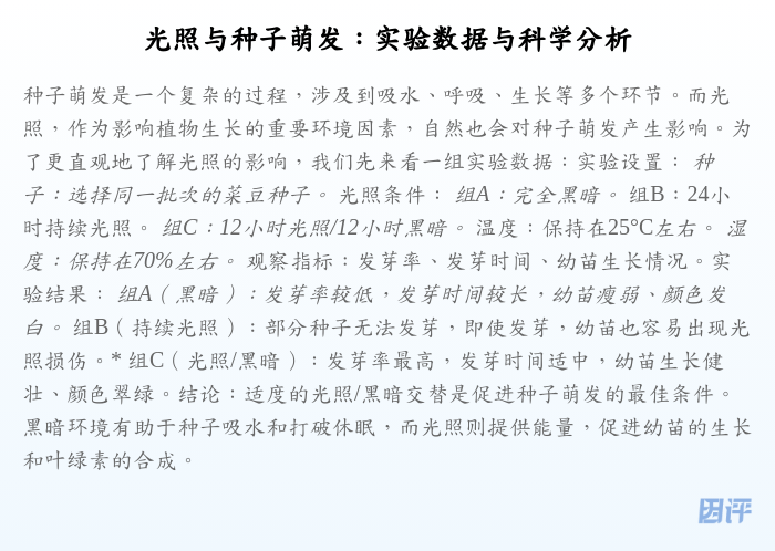 光照与种子萌发:实验数据与科学分析