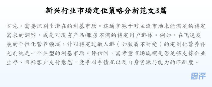 新兴行业市场定位策略分析范文3篇