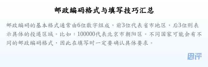 邮政编码格式与填写技巧汇总