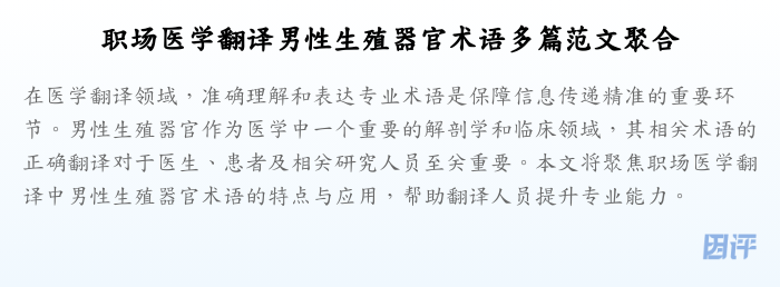 职场医学翻译男性生殖器官术语多篇范文聚合