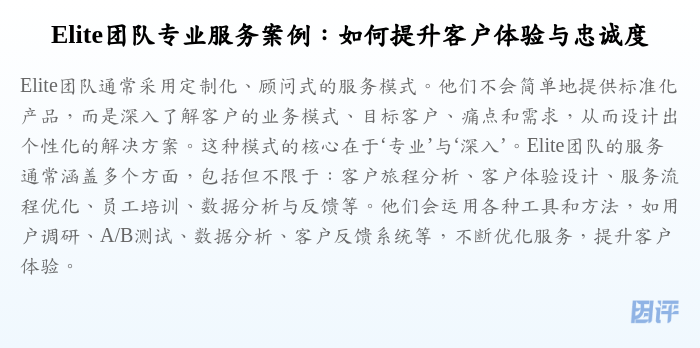 Elite团队专业服务案例:如何提升客户体验与忠诚度