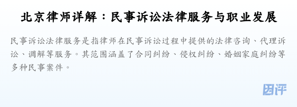 北京律师详解:民事诉讼法律服务与职业发展