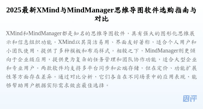 2025最新XMind与MindManager思维导图软件选购指南与对比