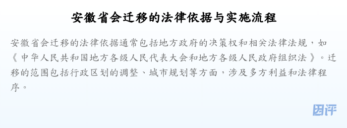 安徽省会迁移的法律依据与实施流程