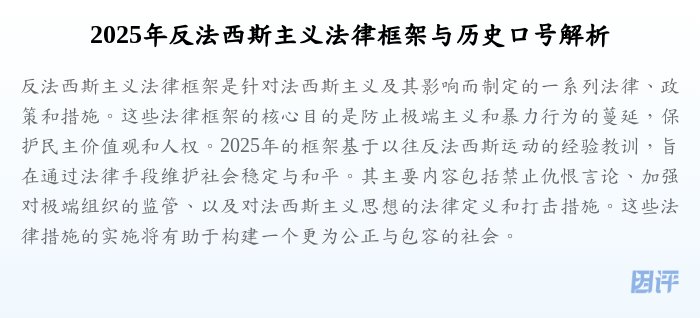 2025年反法西斯主义法律框架与历史口号解析