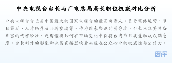 中央电视台台长与广电总局局长职位权威对比分析