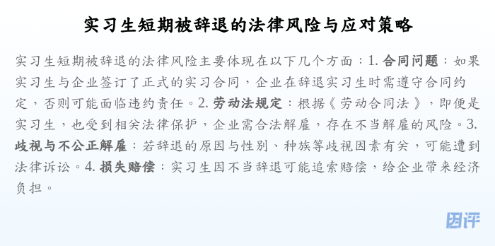 实习生短期被辞退的法律风险与应对策略