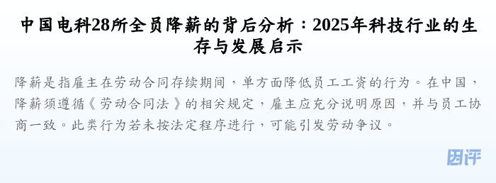 中国电科28所全员降薪的背后分析:2025年科技行业的生存与发展启示