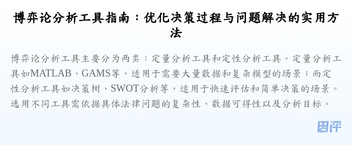 博弈论分析工具指南:优化决策过程与问题解决的实用方法