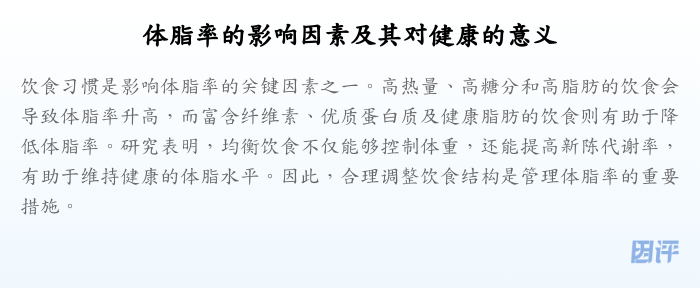 体脂率的影响因素及其对健康的意义