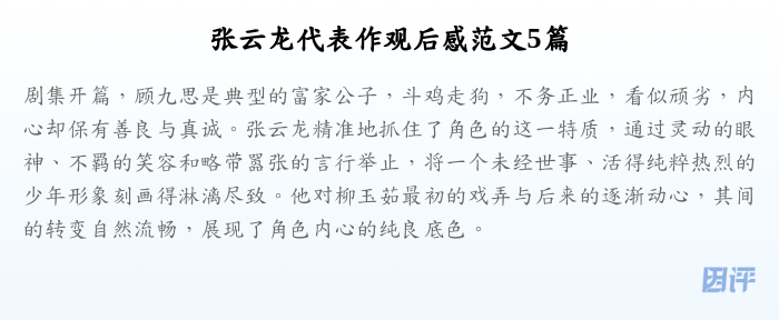 张云龙代表作观后感范文5篇