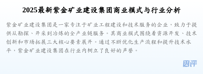 2025最新紫金矿业建设集团商业模式与行业分析