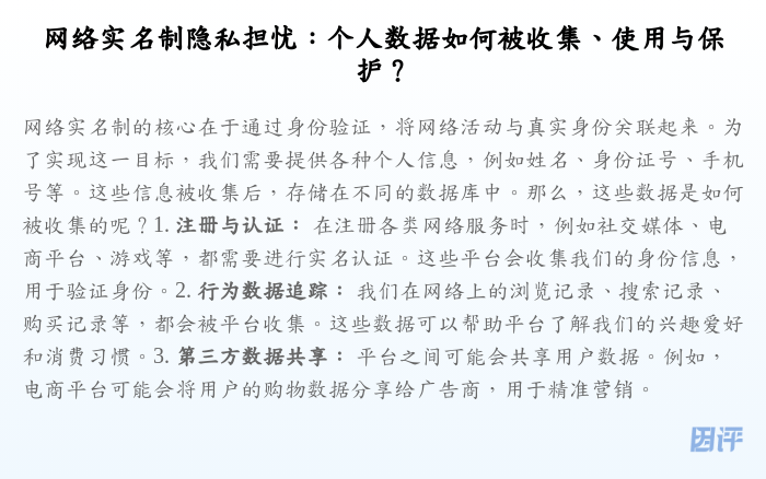 网络实名制隐私担忧:个人数据如何被收集、使用与保护?
