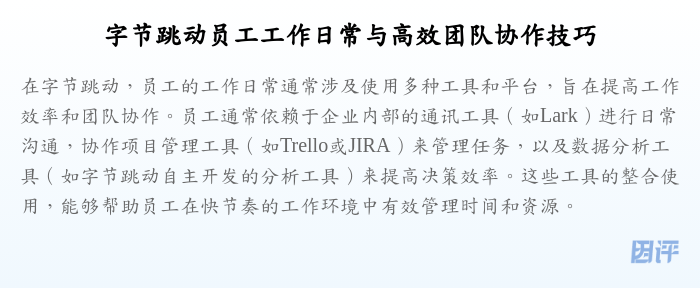 字节跳动员工工作日常与高效团队协作技巧
