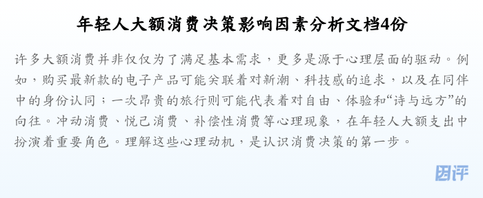 年轻人大额消费决策影响因素分析文档4份
