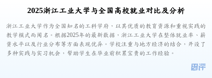 2025浙江工业大学与全国高校就业对比及分析