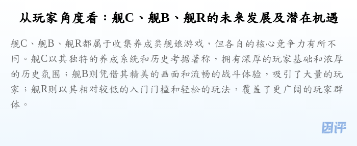 从玩家角度看:舰C、舰B、舰R的未来发展及潜在机遇