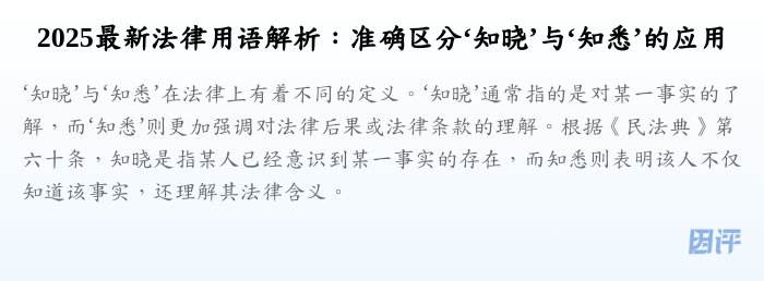 2025最新法律用语解析:准确区分‘知晓’与‘知悉’的应用