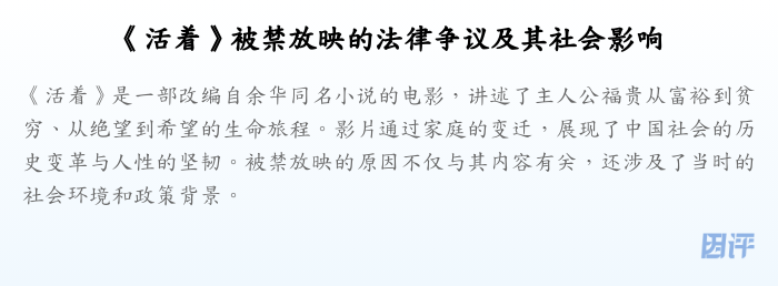 《活着》被禁放映的法律争议及其社会影响