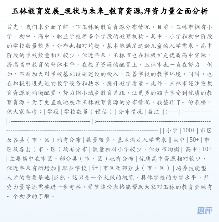 玉林教育发展_现状与未来_教育资源,师资力量全面分析