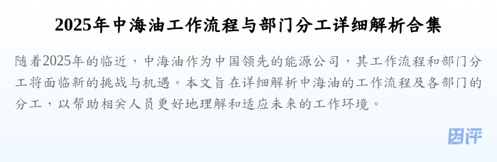 2025年中海油工作流程与部门分工详细解析合集