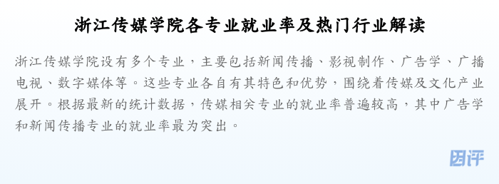 浙江传媒学院各专业就业率及热门行业解读